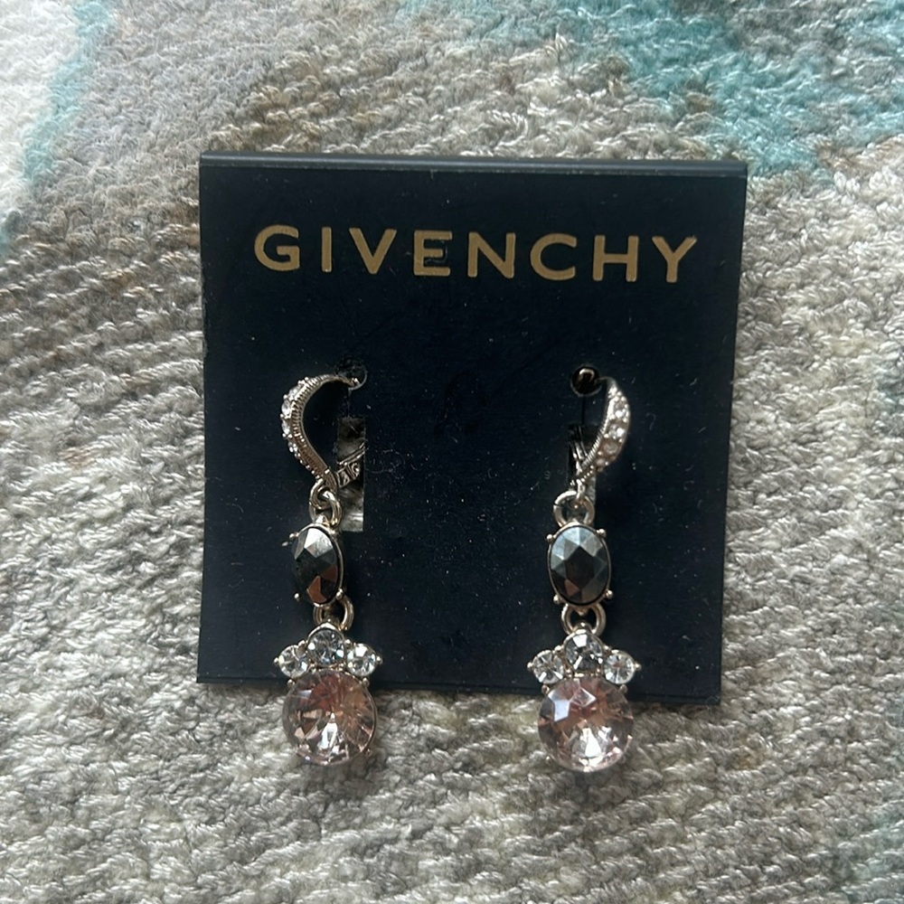 Givenchy costume earrings- gray and pink stones